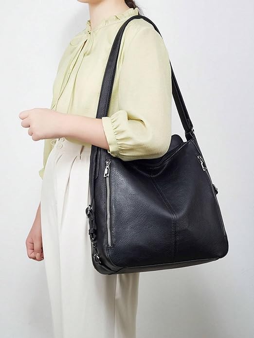 Image of Womanix Tote Handbag for Women, Girls Stylish Fashion Faux Leather Tote Shoulder Bag Classic Solid Color Shoulder Tote Bag Ladies Purse - Daily, Office Use Hobo Bags