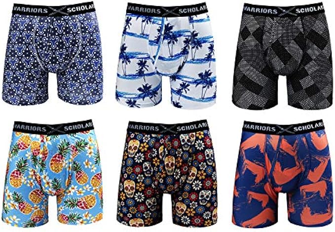 Warriors & Scholars | Mens Boxer Briefs | Boxer Briefs for Men Pack of 6 | Mens Boxer Briefs Underwear | Boys Boxer Briefs