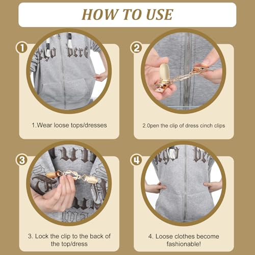 Image of Tyqour 3 Pcs Sweater Vintage Dress Clips Dress Cinch Waist Cincher Clip for Women Elegant Cardigan Clip Set Perfect Clothing Accessory for Sweaters, Shawls and Dresses