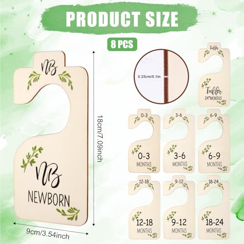 8pcs Baby Clothes Dividers, Wooden Baby Wardrobe Dividers Double-Sided Nursery Hanger Dividers Baby Clothes Organizer Dividers From Newborn to 24 Months for Baby Room Decor - Image 3
