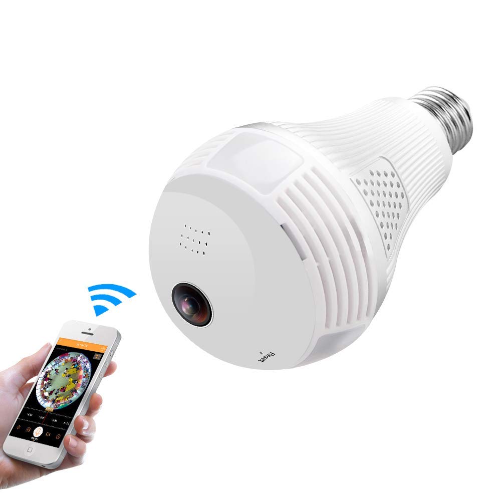 YUVILEX 360° Angle with Remote Detection/Night Vision WiFi Wireless 2MP 1080P Security Spy Bulb Camera for Home, Office Hidden with HD Audio Video Recording (White)