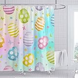 SHENGJUN 72" x 72" Easter Eggs Shower Curtain Butterfly Spring Colorful Watercolor Pastel Home Batht