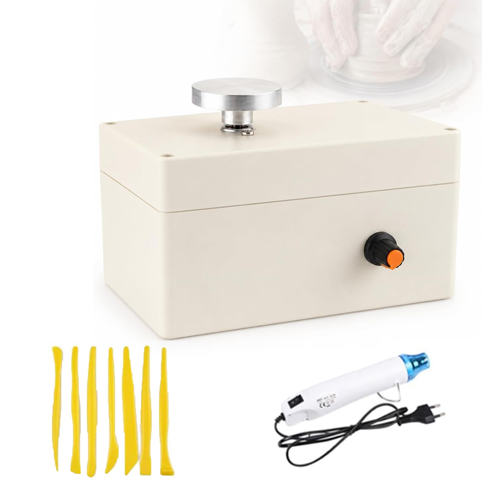 Mini Torno De Alfarería Eléctrico (5 V, USB) con Velocidad Ajustable Y Plato De 4,5 Cm; Ideal para Modelado De Arcilla Y Manualidades De Cerámica