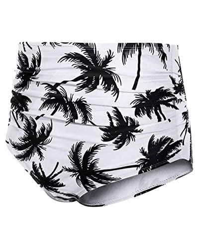 Image of Tempt Me Women High Waisted Bikini Bottom Retro Ruched Swim Bottom Shirred Tankinis Brief