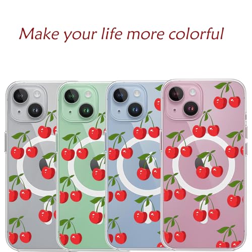 Houdqklee Magnetic for iPhone 14 Plus/15 Plus Case, Cute Girly Cherry-A Phone Case Compatible with MagSafe, Clear Soft Slim Fit Shockproof Protective Case for Women Girls for iPhone 14 Plus - image 2