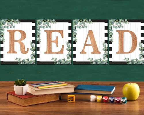 Classroom Decorations Reading Poster for Teachers Eucalyptus Theme Read Sign Bulletin Board and Wall Decor for Preschool, Elementary, Middle School, Daycare, Library