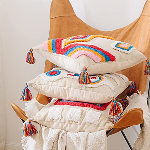 Taie d'oreiller coussin sofa 45x45 géométrique avec pompons décoratifs maison - 5