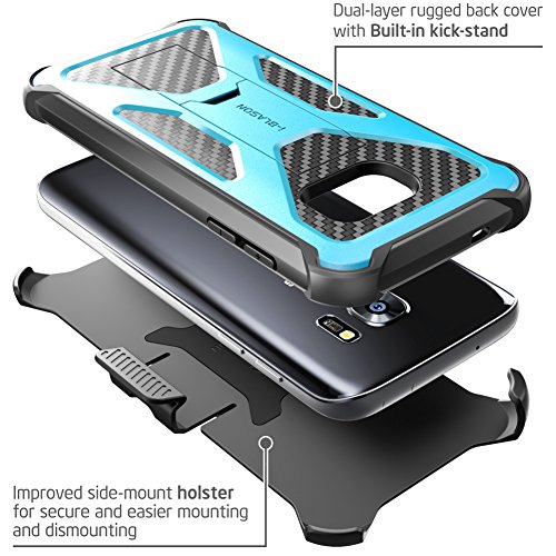 Galaxy S7 Case, I-Blason Prime Kickstand Samsung Galaxy S7 2016 Release Heavy Duty Dual Layer Combo Holster Cover Case With Locking Belt Swivel Clip (Blue) #TOP2