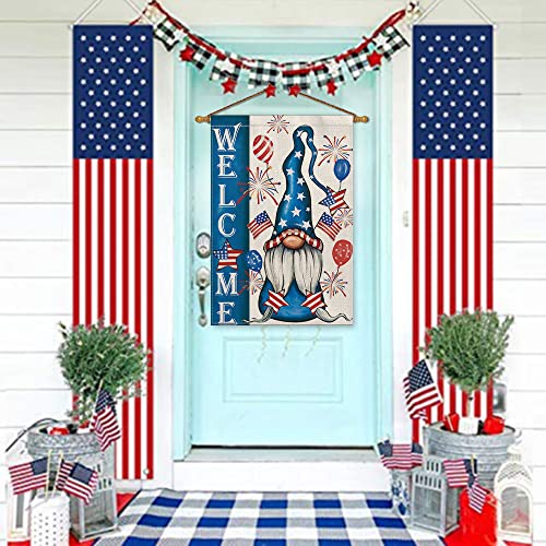 Avoin Colorlife 4Th Of July American Flag House Flag Double Sided Outside, Welcome Gnome Patriotic Independence Day Yard Outdoor Decoration 28 X 40 Inch #TOP2