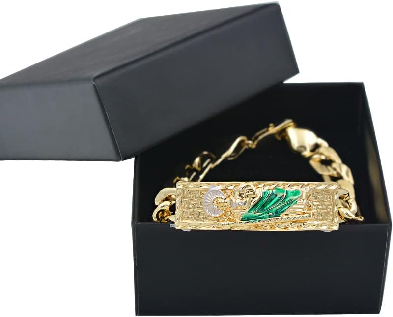 Giffor Cuban Chain ID Bracelets for Men Women,18K Gold Plated Saint Jude Bracelet San Judas Chains,Nickel-Free, Hypoallergenic Jewelry, 8.86" - Image 2
