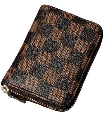 Unisex Genuine Leather Wallet with Zipper | RFID Blocking Card Holder Zipper Wallet (Brown Chex)-image-5