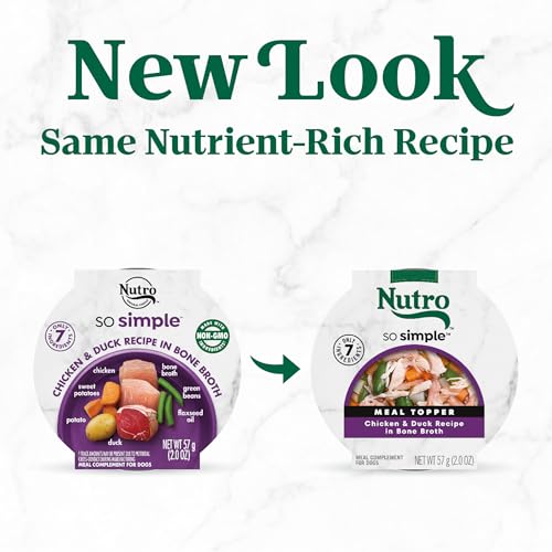 Image of Nutro So Simple Wet Dog Food Meal Complement, Dog Food Toppers Chicken & Duck Recipe in Bone Broth, 2 oz. Trays (10 Count, Pack of 1)