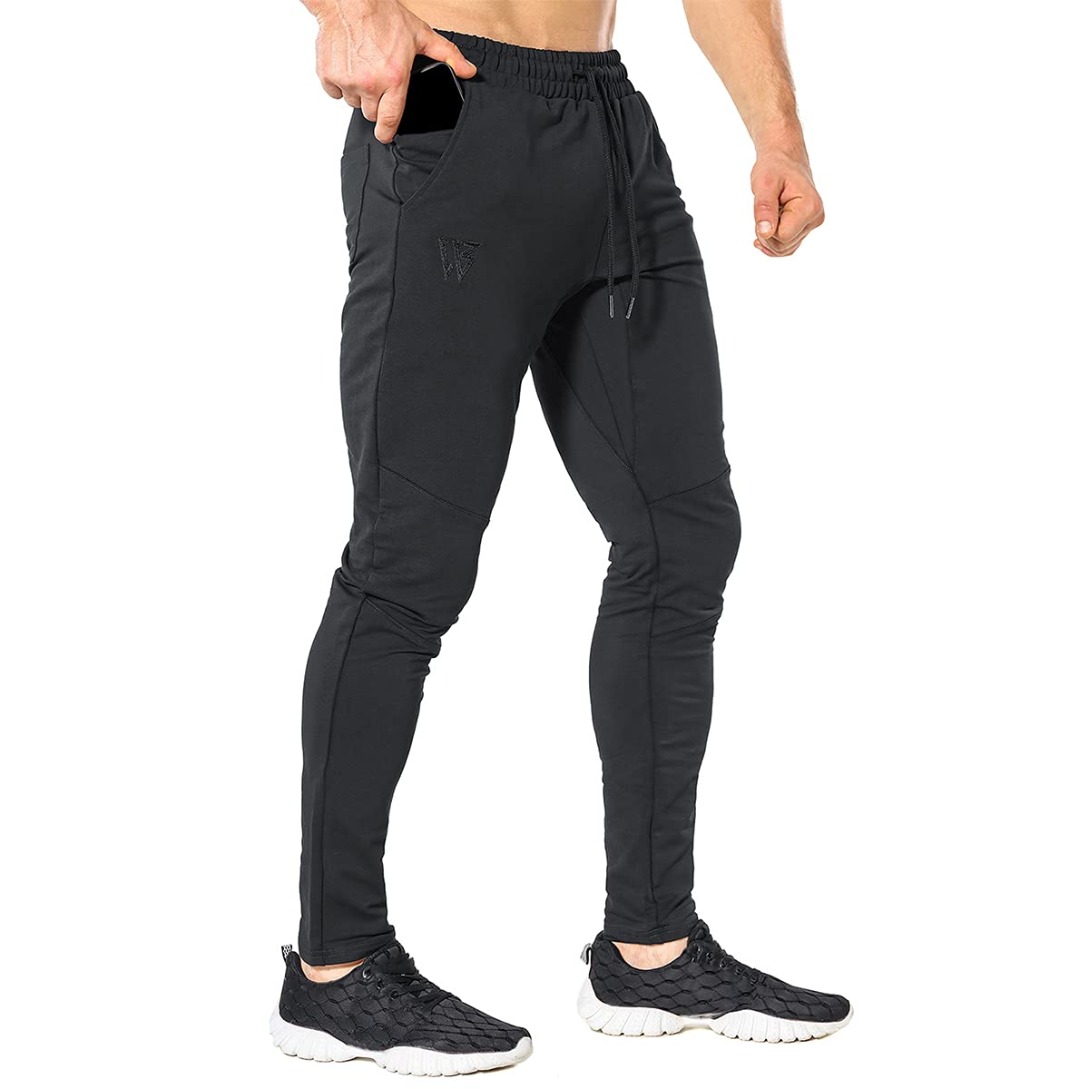 ZENWILLMens Tapered Gym Joggers Bottoms, Tracksuit Jogging Running Trousers Sweat Pants with Zip Pocket