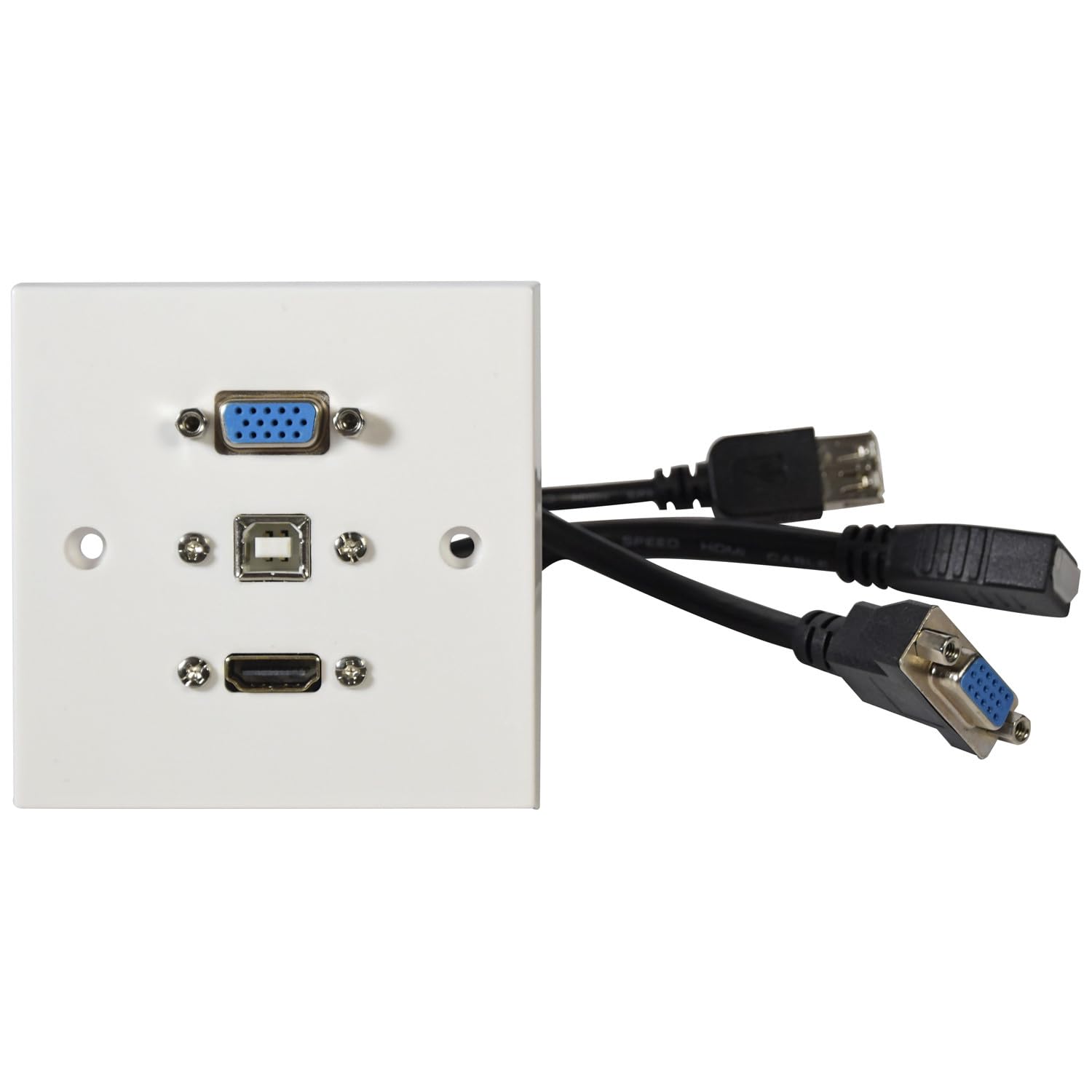 Av Link White Av:link | Multimedia Wallplate With Vga, Usb Type-B, And 4K Hdmi Sockets: Versatile Connectivity Solution For Home, Office, And Education