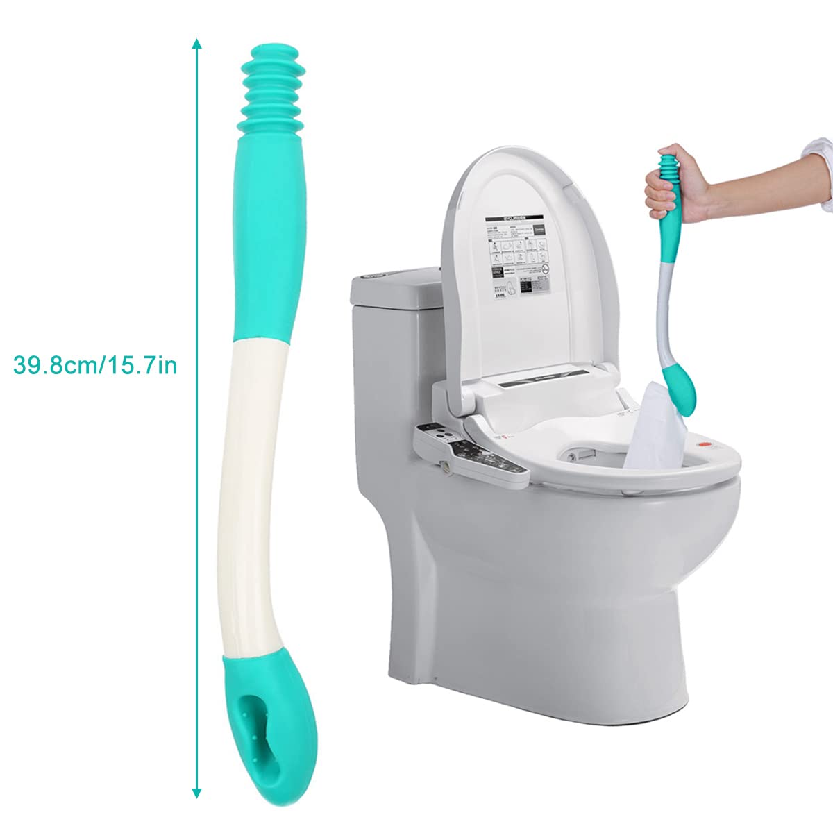 Herramientas de ayudas de inodoro Ayudas para discapacitados, Toallita de comodidad de largo alcance, ayudas de inodoro para limpiar, extiende su alcance 15 pulgadas apretones papel higiénico