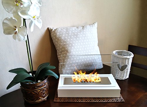 Preisvergleich Produktbild Glob Tisch Bio- und Ethanol-Kamin aus Edelstahl Bio-Ethanolkamin Home Weiss