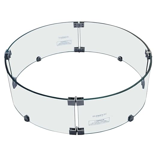 Elementi Outdoor Columbia Fire Pit Table Tempered Glass Round 25 x 25 x 7 inches Heavy Duty Firepit Accessory Wind Screen, Clear