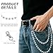 Rhinestone Pants Chain, Stylish Dainty Ceramic Beads Pants Chain Belt Chains Wallet Pocket Chains for Women Men Punk Practical Jewelry Accessory Suitable for Jeans Belt Clothing Accessories(Silver)