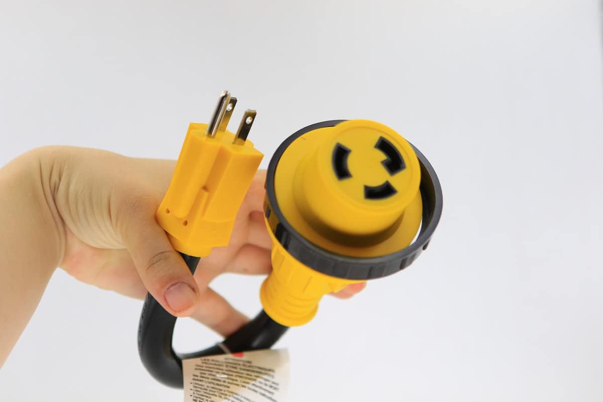 RV 30 Amp to 110V Power Adapter for 30A RV Camper Trailer NEMA 5-15P to L5-30R + 30A 120V Power Inlet Plug DIY RV Camper Trailer Shore Power Inelt NEMA L5-30P