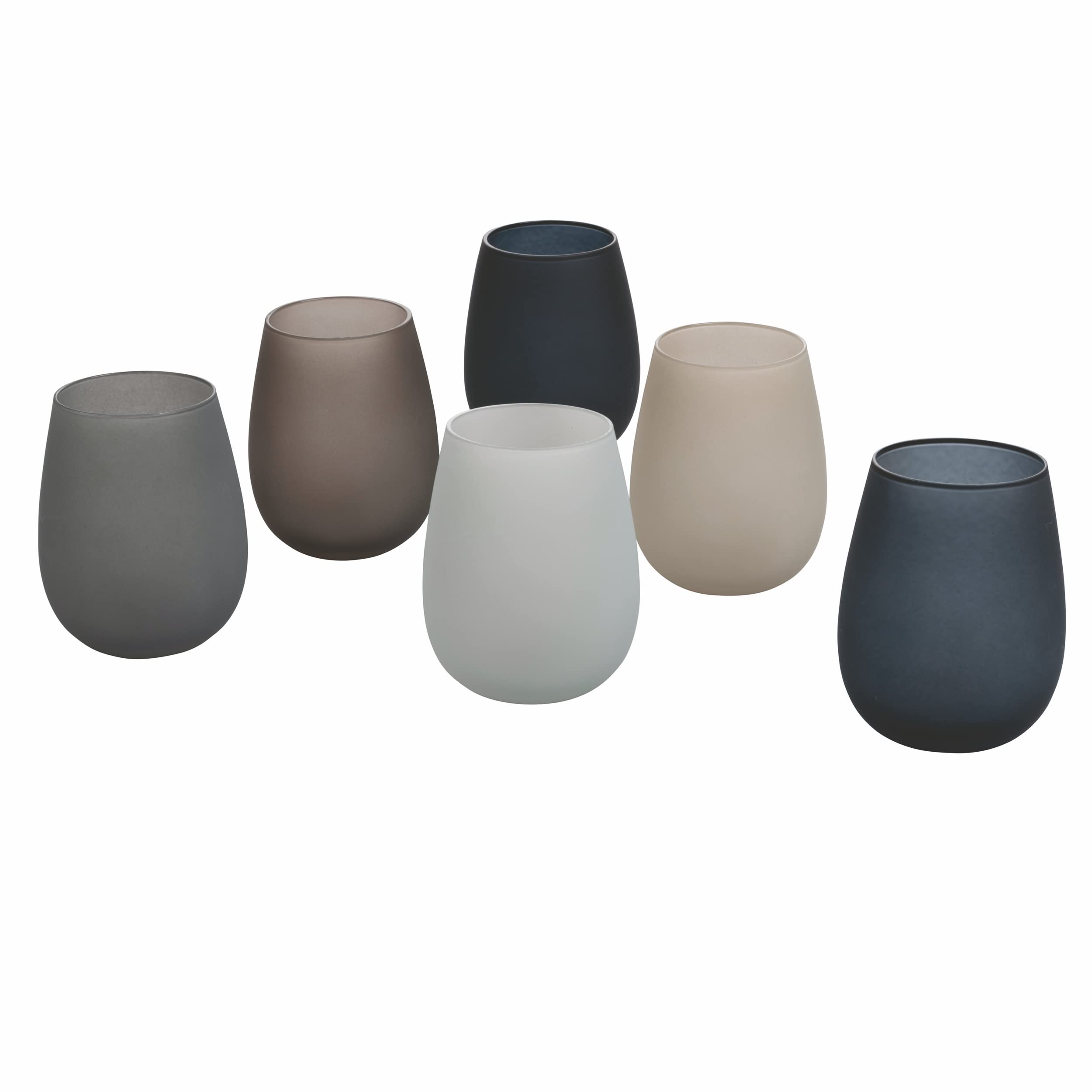 Villa d'Este Home Tivoli 5911527, Happy Hour Stones Zestaw 6 szklanek do wody frosted szkło 500 ml
