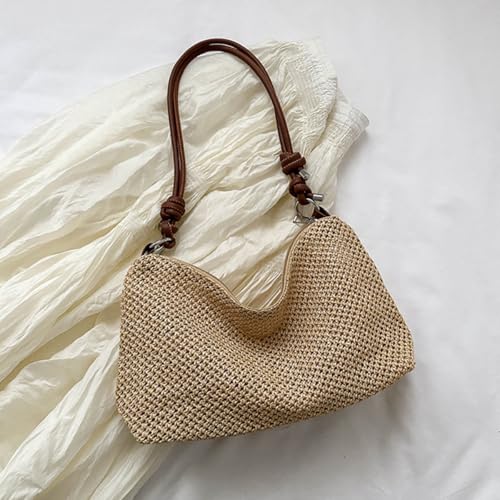 Retro Straw Tote Bag for Women, Shoulder Bag Handbag for Swimming Pools Vacations Beach Essentials4