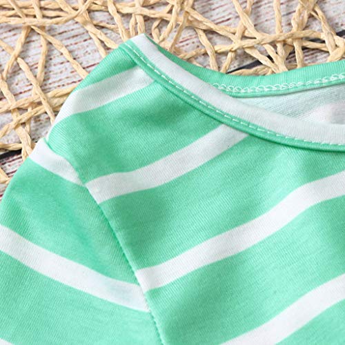 Cute Kids Girls Short Sleeve Stripe Dress Summer Casual Loose Dresses Holiday Long Maxi Dress with Pockets 2~12Y4