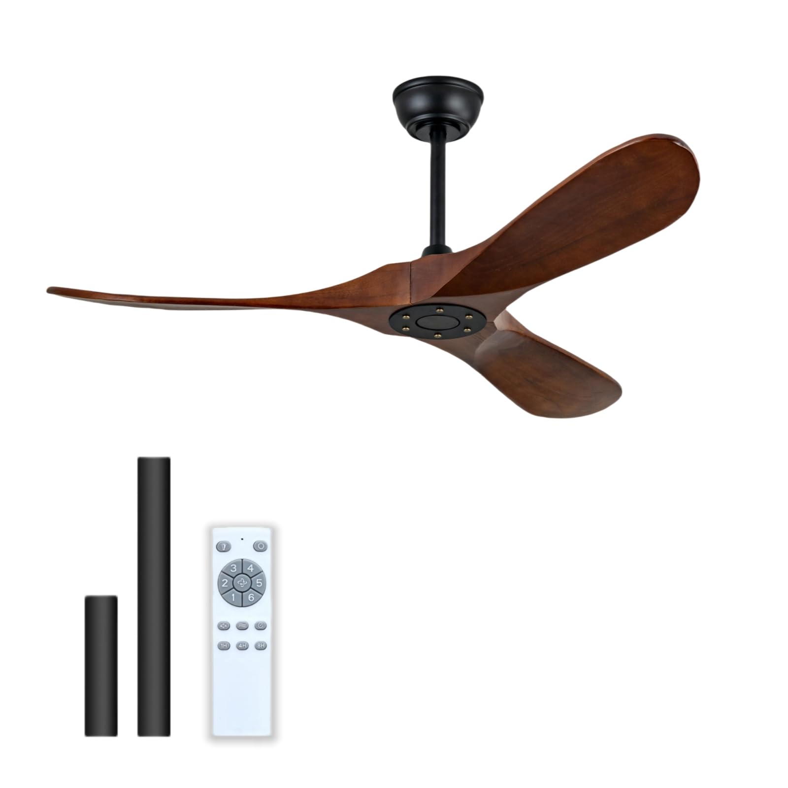 Photo 1 of ***MISSING ASSEMBLY HARDWARE** 42 Inch Ceiling Fan Unlit, Solid Wood Ceiling Fan Unlit, with Remote Control, Reversible DC Motor, Indoor Bedroom Living Room Office Outdoor Patio Ceiling Fan