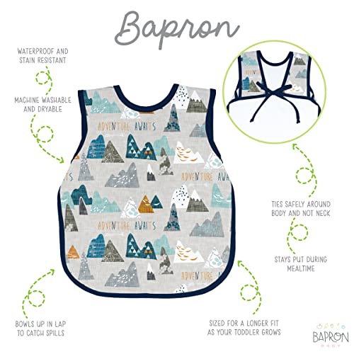 BapronBaby Adventure Awaits Bapron - No Neck Tie Safer Bib for Baby & Toddler - Soft Waterproof Stain Resistant - Machine Washable - Sz Baby/Toddler 6m-3T2