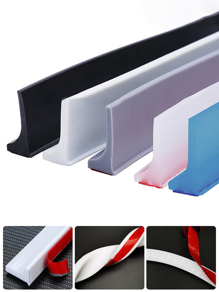 Striscia di barriera per doccia in silicone a forma di L, 3 cm di altezza, 1 m, guarnizione per pavimento di bagno e piatto doccia, impermeabile, per la massima protezione e facile installazione
