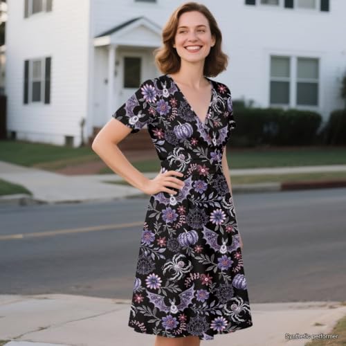Image of Women's Summer Dresses Short Sleeve Formal Dresses with Pockets