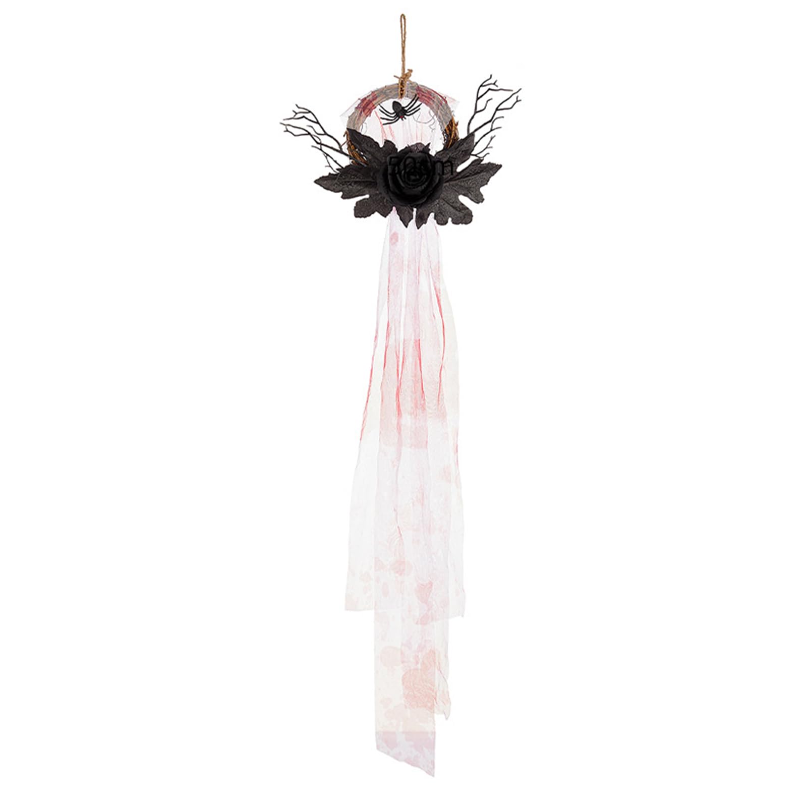 PANGBOER Pumpkins and Rose Flower Door Hanger Halloween Decorative Sign for Eerie Entryway Display Festives Door Hanger Ornament Wall Decoration