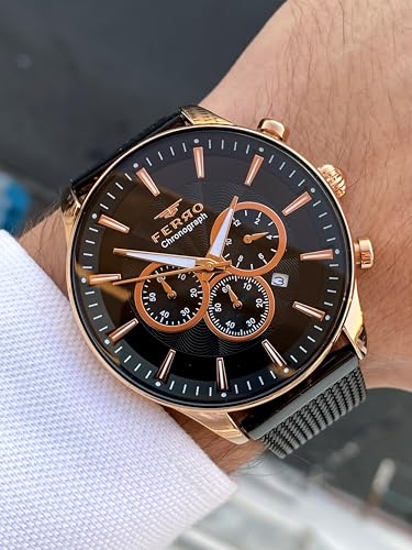 Image of Ferro Pisa Analog Black Dial Men's Watch-FM11912C-R