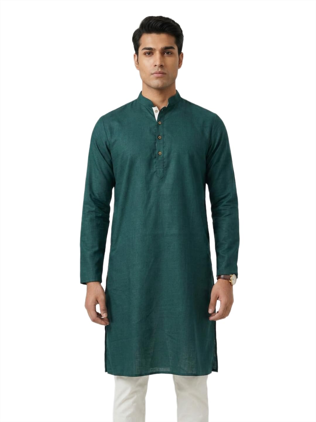 Men Regular Fit Soild Pattern Cotton Poly Viscose Blend Mandarin Collar Full Sleeve Festive Kurta-image-27