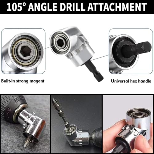 Rechtwinkliger Aufsatz, 105-Grad-Elektroschrauber, Bohrer-Steckschlüssel-Adapter, Treiber-Steckschlüssel-Biegung mit 1/4-Zoll-Sechskantschaft