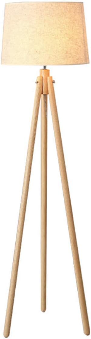 GDLight Wood Tripod Floor Lamp with Linen Cloth Lampshade Modern Minimalism Standing Light Reading Light for Living Room Bedroom, E27