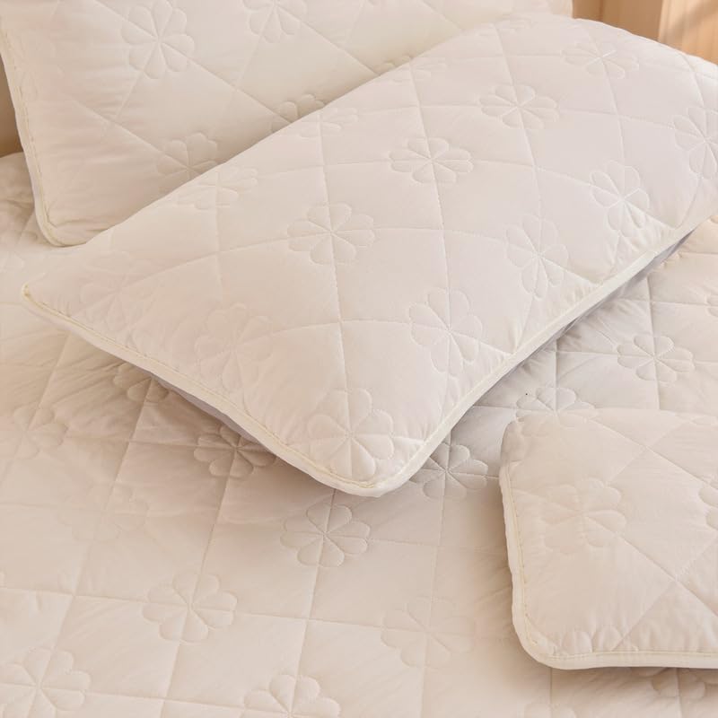 3 federe per cuscino in cotone classico e senza tempo, colore puro semplice, con qualsiasi letto brillante, 40 x 60 cm, bianco sporco