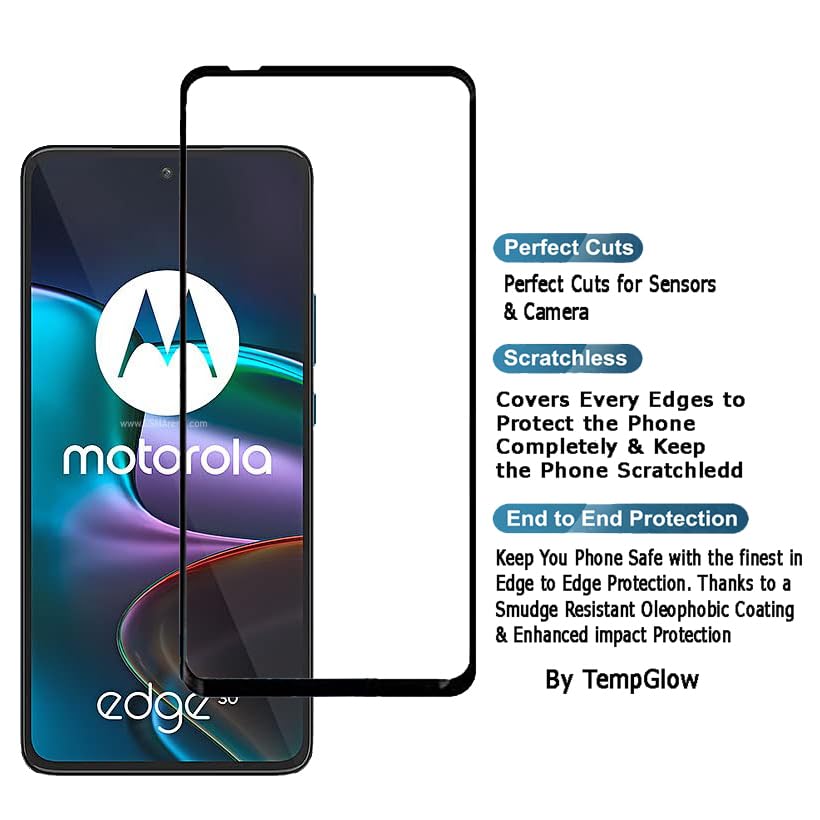 Image of Screen Protector for Motorola Moto Edge 30 5G (Black) Tempered Glass Edge-to-Edge 6D Screen Guard With Installation Kit