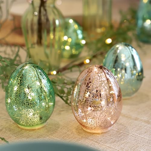 Luces huevo de vidrio artesanal para decoración de Pascua miniatura 2