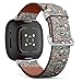 CJBROES Replacement Leather Watch Band, Compatible with Fitbit Versa 3 and Fitbit Sense of Wristband Bracelet Accessory - Cute Floral Soft