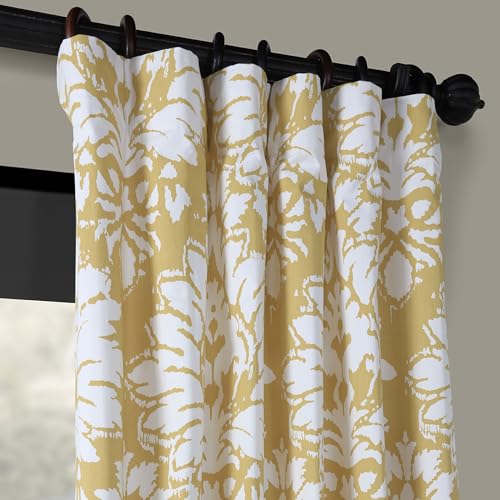 Image of HPD Half Price Drapes Luxury Damask Printed Curtains 84 Inches Long Luxury Damask Cotton Curtains (1 Panel) Room Darkening Window Curtains for Bedroom & Living Room, 50W x 84L, Lacuna Sun Damask