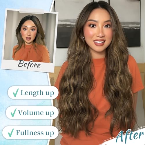 Image of KooKaStyle Hair Extensions 20 inch Balayage Chocolate Brown to Caramel Blonde