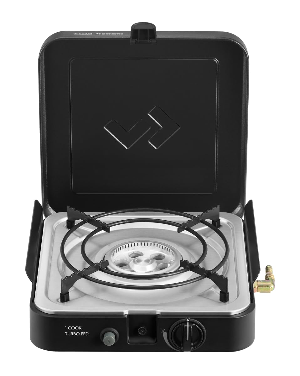 CADAC - 1 placa plana Cook Turbo FFD - 50 mBar - Barbacoa - Parrillas portátiles | Superficie de cocción de acero inoxidable, incluye funda protectora, camping, barbacoa imprescindible