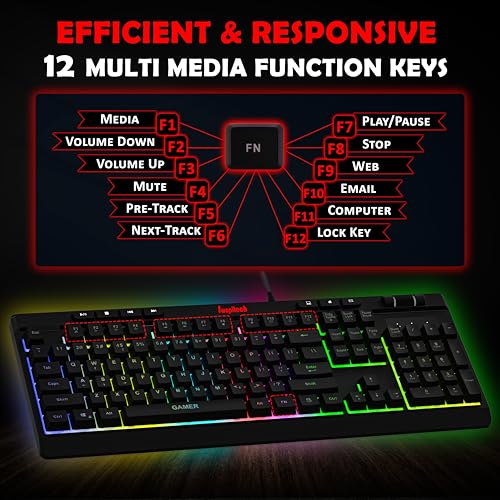 Image of Gamer Programmable RGB Gaming Keyboard | 26 Anti-Ghosting Keys | Windows Lock Key | 11 RGB Backlight Mode with Music Sync Mode | 7 LED Speed & Brightness Levels | 1.8 M Braided Cable