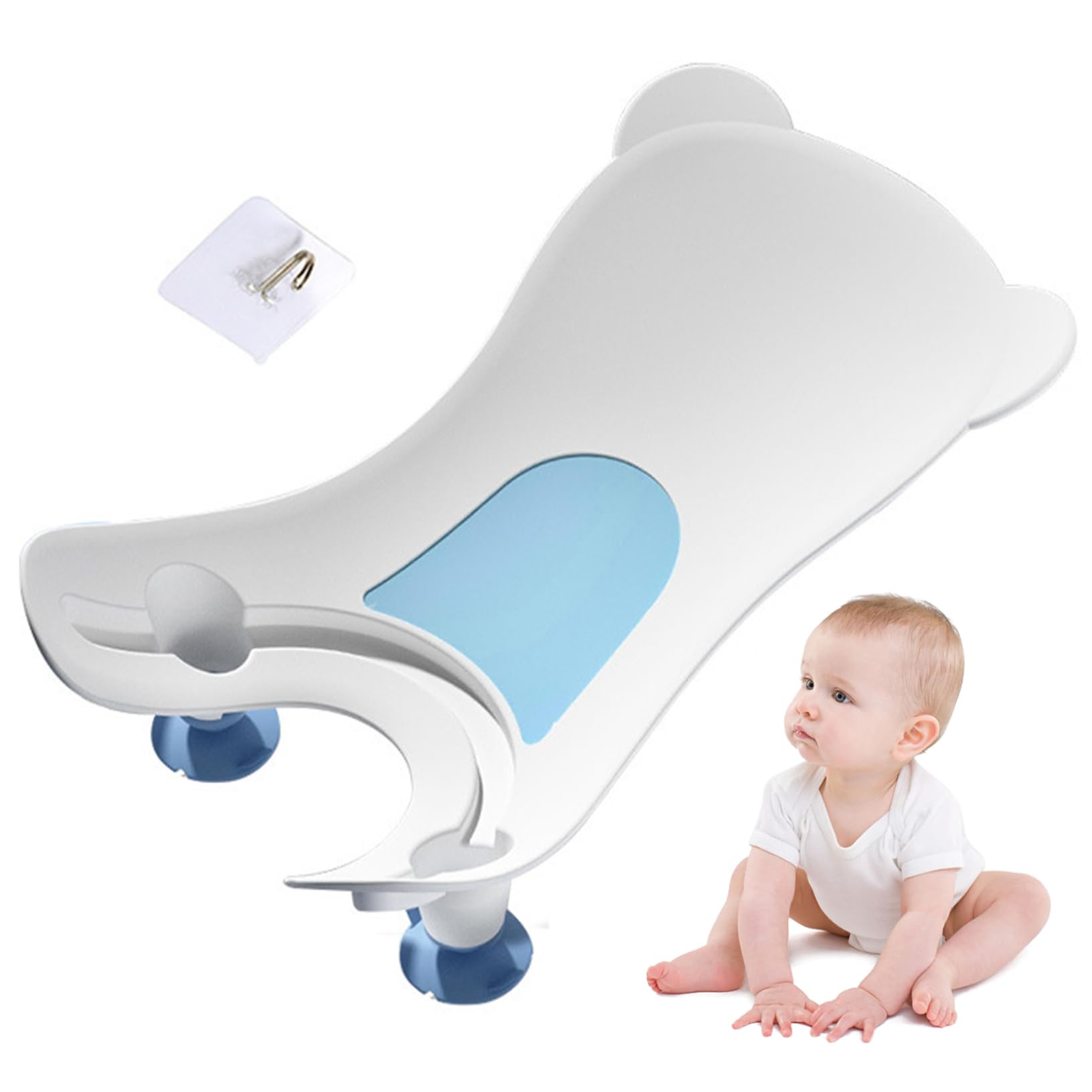 Baby Bathtub for Sink Baby Sink Bath with Suction Cup, Portable Bath with Hanging Hole, Buttock Support Washing Tool for Counter Bathtub Daily Use