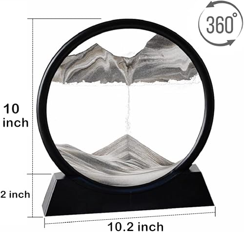 Miniatura 4 de Imagen artística de arena en movimiento, paisaje de mar profundo 3D de vidrio redondo, paisaje de arena dinámico, arte de arena, decoración de mesa