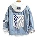 CBBI-WCCI Chaqueta de Mujer Attack on Titan Sudaderas con Capucha Unisex Chaqueta Vaquera Abrigo Sudadera con Capucha CosplayCostumee (Azul, M / 155-165cm)