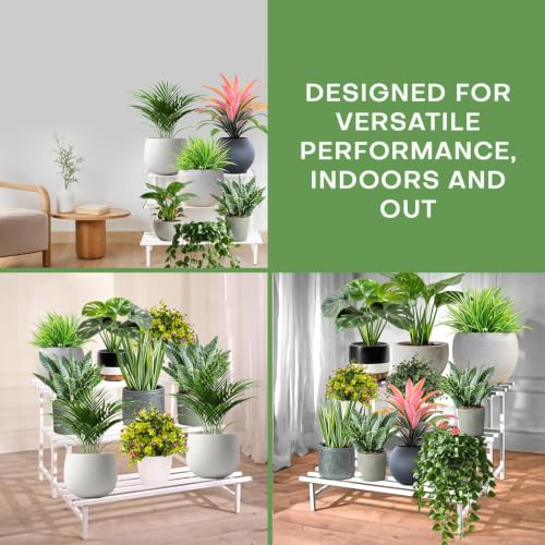 Image of Pivalo 3-Tier Rectangular Plant Stand Anti-Rust Metal Shelf Flower Pot Holder Outdoor & Indoor Planters Gamla Stands for Balcony & Living Room Home Decor (Set of 1, White)