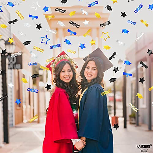 Image of KatchOn, Congrats Grad Graduation Confetti Class of 2026 - Pack of 1300 | Black, Silver, Blue and Gold Confetti for Class of 2026 Decorations | Graduation Decorations 2026