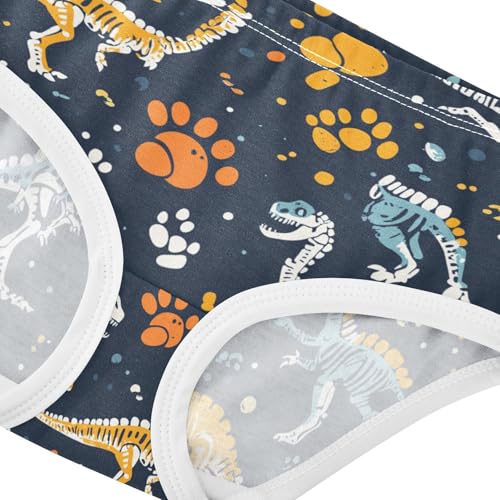 Wusikd Colorful Dinosaur Girls' Underwear Cotton Bones Girls Briefs Soft Toddler Underwear 2T4
