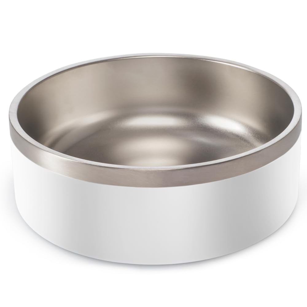Comedouro Pet Aço Inox Antiderrapante 946ml Madog Branco Cachorro Gato Resistente
